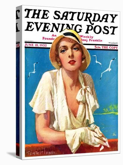 "Woman in White," Saturday Evening Post Cover, June 18, 1932-Tempest Inman-Stretched Canvas