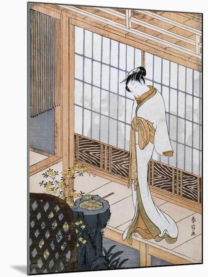 Woman in Winter Coat-Suzuki Harunobu-Mounted Giclee Print