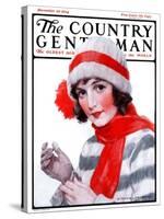 "Woman in Winter Wear," Country Gentleman Cover, December 20, 1924-J. Knowles Hare-Stretched Canvas