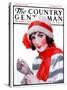 "Woman in Winter Wear," Country Gentleman Cover, December 20, 1924-J. Knowles Hare-Stretched Canvas