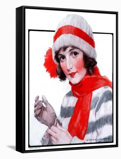 "Woman in Winter Wear,"December 20, 1924-J. Knowles Hare-Framed Stretched Canvas