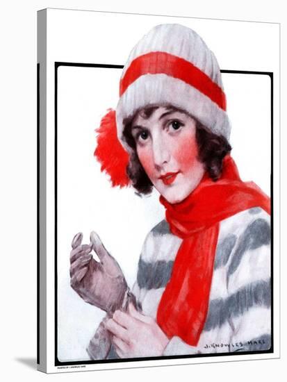 "Woman in Winter Wear,"December 20, 1924-J. Knowles Hare-Stretched Canvas