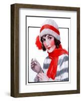 "Woman in Winter Wear,"December 20, 1924-J. Knowles Hare-Framed Giclee Print