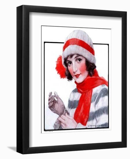 "Woman in Winter Wear,"December 20, 1924-J. Knowles Hare-Framed Giclee Print