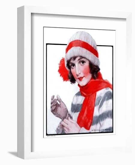 "Woman in Winter Wear,"December 20, 1924-J. Knowles Hare-Framed Giclee Print