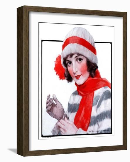 "Woman in Winter Wear,"December 20, 1924-J. Knowles Hare-Framed Giclee Print