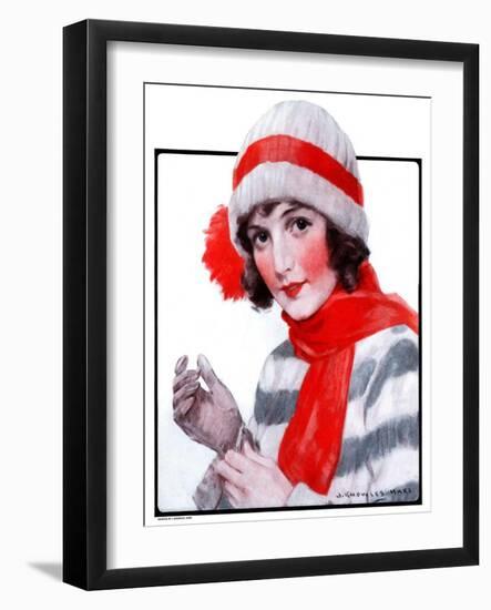 "Woman in Winter Wear,"December 20, 1924-J. Knowles Hare-Framed Giclee Print