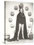Woman in Witch Costume Surrounded by Carved Pumpkins-null-Stretched Canvas