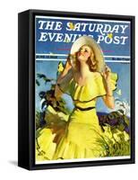 "Woman in Yellow," Saturday Evening Post Cover, June 15, 1935-Andrew Loomis-Framed Stretched Canvas