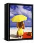 Woman in Yellow Swimsuit with Umbrella-Bill Bachmann-Framed Stretched Canvas