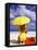 Woman in Yellow Swimsuit with Umbrella-Bill Bachmann-Framed Stretched Canvas