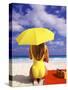 Woman in Yellow Swimsuit with Umbrella-Bill Bachmann-Stretched Canvas