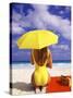 Woman in Yellow Swimsuit with Umbrella-Bill Bachmann-Stretched Canvas