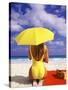 Woman in Yellow Swimsuit with Umbrella-Bill Bachmann-Stretched Canvas