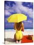 Woman in Yellow Swimsuit with Umbrella-Bill Bachmann-Stretched Canvas