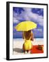 Woman in Yellow Swimsuit with Umbrella-Bill Bachmann-Framed Premium Photographic Print