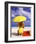 Woman in Yellow Swimsuit with Umbrella-Bill Bachmann-Framed Photographic Print