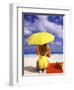 Woman in Yellow Swimsuit with Umbrella-Bill Bachmann-Framed Photographic Print