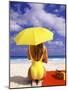 Woman in Yellow Swimsuit with Umbrella-Bill Bachmann-Mounted Photographic Print