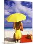 Woman in Yellow Swimsuit with Umbrella-Bill Bachmann-Mounted Photographic Print