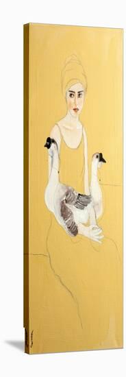 Woman in Yellow Turban with Two Ducks, 2016-Susan Adams-Stretched Canvas