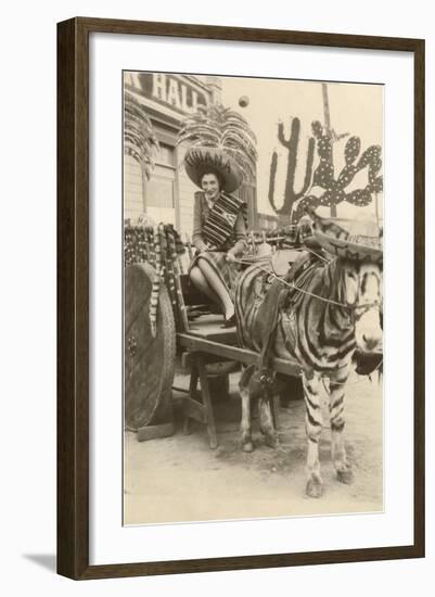 Woman in Zebra Cart, Tijuana, Mexico-null-Framed Art Print