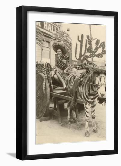 Woman in Zebra Cart, Tijuana, Mexico-null-Framed Art Print