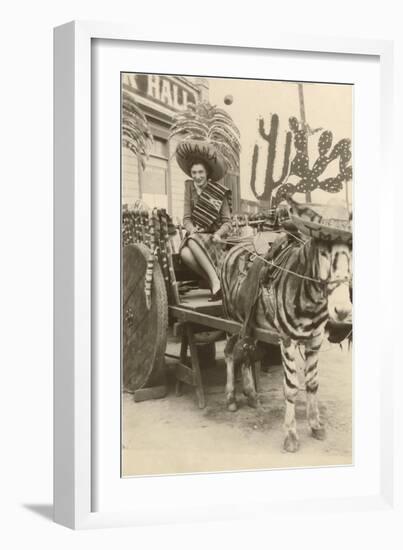 Woman in Zebra Cart, Tijuana, Mexico-null-Framed Art Print