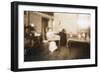 Woman Inserting Bristles into Tooth Brushes in Her Kitchen, C.1912-Lewis Wickes Hine-Framed Photographic Print