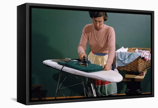 Woman Ironing at Home-William P. Gottlieb-Framed Stretched Canvas