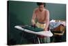 Woman Ironing at Home-William P. Gottlieb-Stretched Canvas