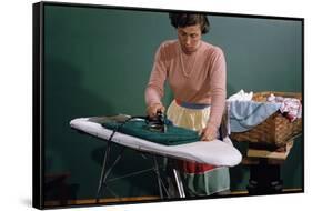 Woman Ironing at Home-William P. Gottlieb-Framed Stretched Canvas