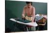Woman Ironing at Home-William P. Gottlieb-Stretched Canvas