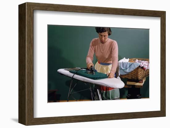 Woman Ironing at Home-William P. Gottlieb-Framed Premium Photographic Print