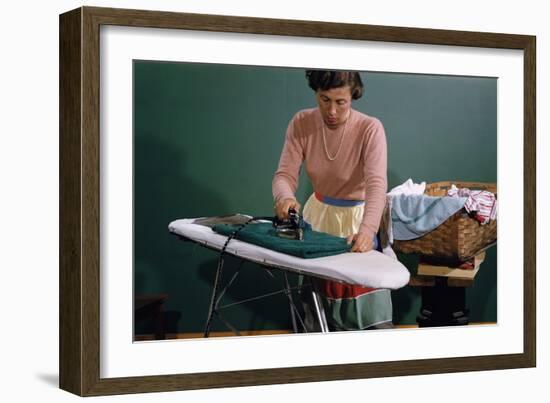 Woman Ironing at Home-William P. Gottlieb-Framed Photographic Print