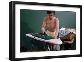 Woman Ironing at Home-William P. Gottlieb-Framed Photographic Print