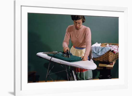 Woman Ironing at Home-William P. Gottlieb-Framed Photographic Print