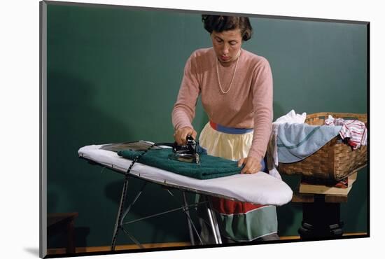 Woman Ironing at Home-William P. Gottlieb-Mounted Photographic Print