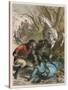 Woman is Rescued from a Wild Boar During a Hunting Expedition-D. Eusebio Planas-Stretched Canvas