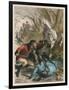 Woman is Rescued from a Wild Boar During a Hunting Expedition-D. Eusebio Planas-Framed Premium Giclee Print