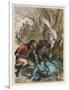 Woman is Rescued from a Wild Boar During a Hunting Expedition-D. Eusebio Planas-Framed Art Print