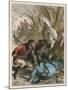 Woman is Rescued from a Wild Boar During a Hunting Expedition-D. Eusebio Planas-Mounted Art Print