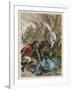 Woman is Rescued from a Wild Boar During a Hunting Expedition-D. Eusebio Planas-Framed Art Print