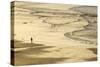 Woman Jogging at Sunrise on Gwithian Beach, Cornwall, England, United Kingdom-Mark Chivers-Stretched Canvas