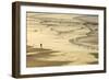 Woman Jogging at Sunrise on Gwithian Beach, Cornwall, England, United Kingdom-Mark Chivers-Framed Photographic Print