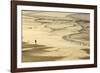 Woman Jogging at Sunrise on Gwithian Beach, Cornwall, England, United Kingdom-Mark Chivers-Framed Photographic Print