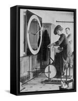 Woman Keeping Fit in the Titanic's Gymnasium-null-Framed Stretched Canvas