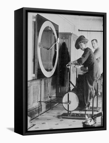 Woman Keeping Fit in the Titanic's Gymnasium-null-Framed Stretched Canvas