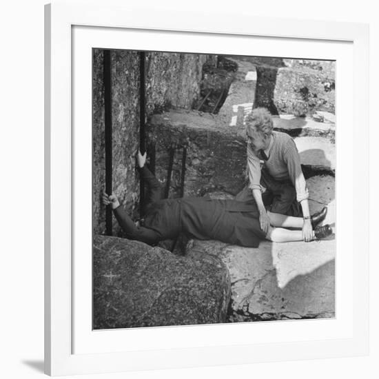 Woman Kissing the Blarney Stone-Hans Wild-Framed Photographic Print