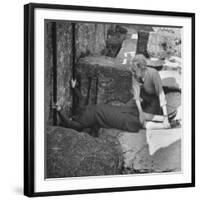 Woman Kissing the Blarney Stone-Hans Wild-Framed Photographic Print